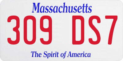 MA license plate 309DS7