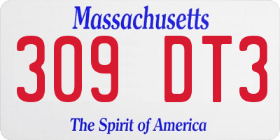 MA license plate 309DT3
