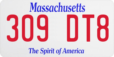 MA license plate 309DT8