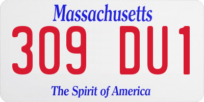 MA license plate 309DU1