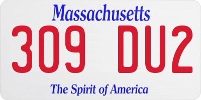 MA license plate 309DU2