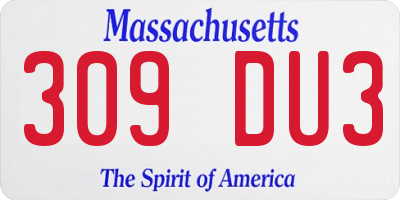 MA license plate 309DU3