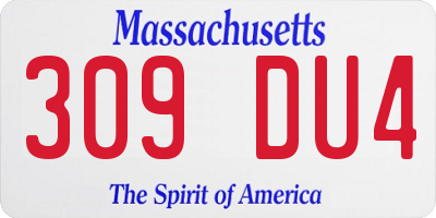 MA license plate 309DU4