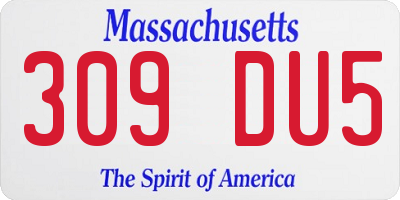 MA license plate 309DU5
