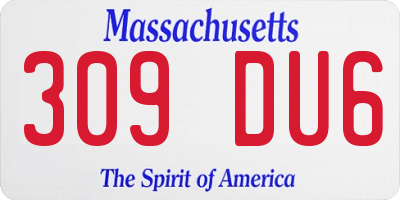 MA license plate 309DU6