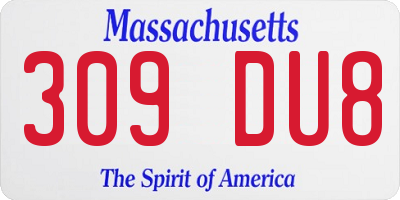 MA license plate 309DU8