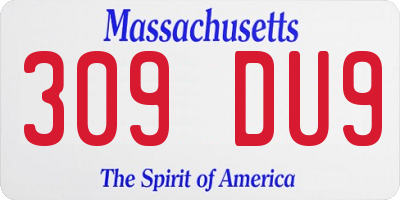 MA license plate 309DU9