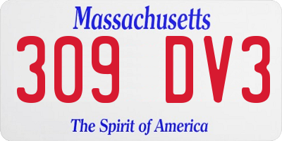 MA license plate 309DV3