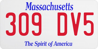 MA license plate 309DV5