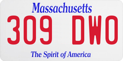 MA license plate 309DW0
