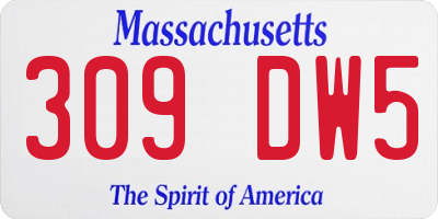 MA license plate 309DW5