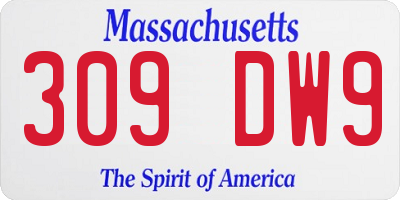MA license plate 309DW9