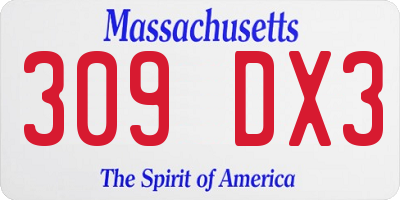 MA license plate 309DX3