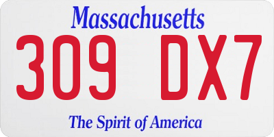 MA license plate 309DX7