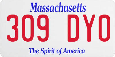 MA license plate 309DY0