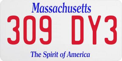 MA license plate 309DY3