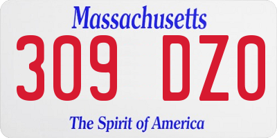 MA license plate 309DZ0