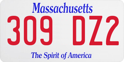 MA license plate 309DZ2