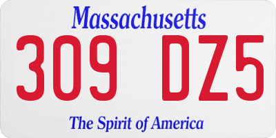 MA license plate 309DZ5