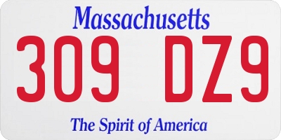 MA license plate 309DZ9
