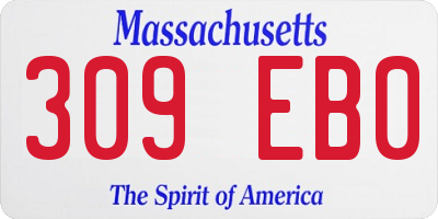 MA license plate 309EB0