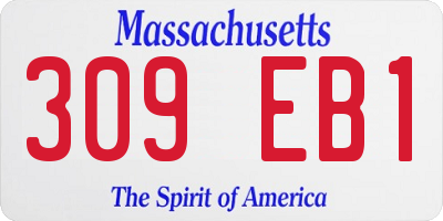 MA license plate 309EB1