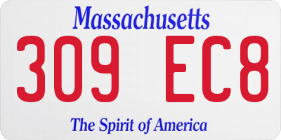 MA license plate 309EC8