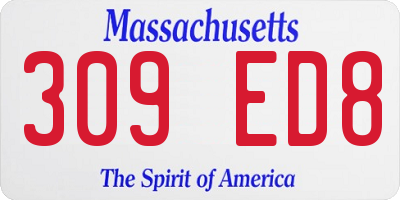 MA license plate 309ED8