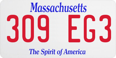 MA license plate 309EG3
