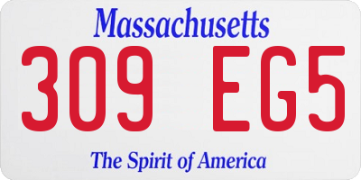 MA license plate 309EG5