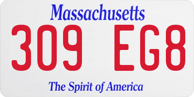 MA license plate 309EG8