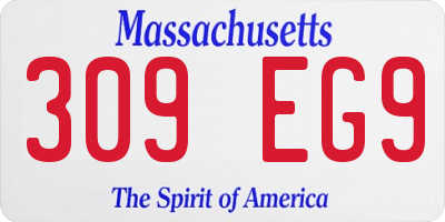 MA license plate 309EG9