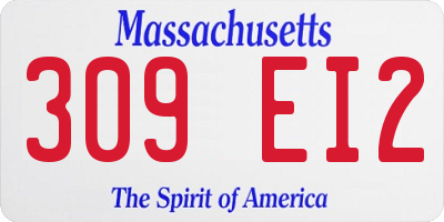 MA license plate 309EI2