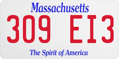 MA license plate 309EI3