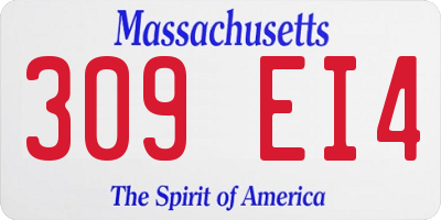 MA license plate 309EI4