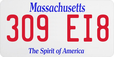 MA license plate 309EI8