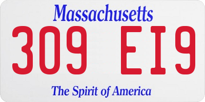 MA license plate 309EI9