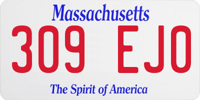 MA license plate 309EJ0
