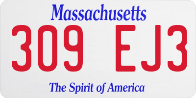MA license plate 309EJ3