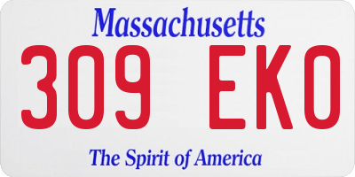 MA license plate 309EK0