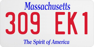 MA license plate 309EK1