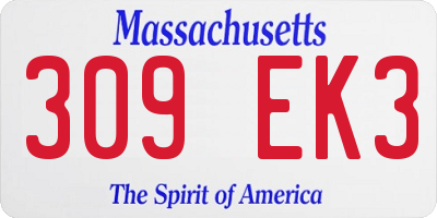 MA license plate 309EK3