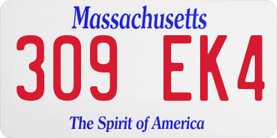 MA license plate 309EK4