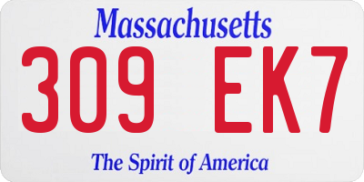 MA license plate 309EK7