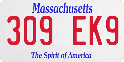 MA license plate 309EK9