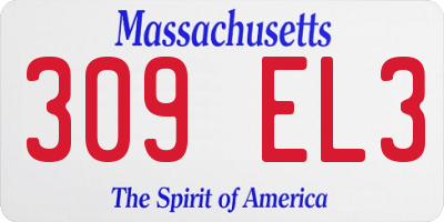 MA license plate 309EL3
