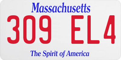 MA license plate 309EL4