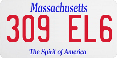 MA license plate 309EL6