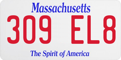 MA license plate 309EL8