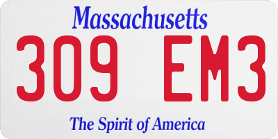 MA license plate 309EM3